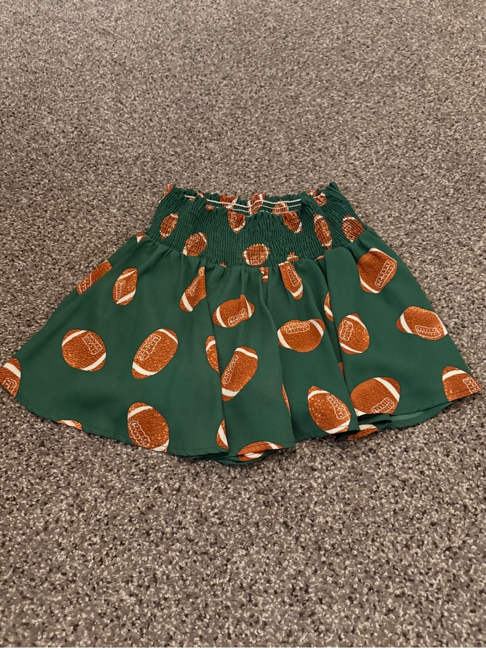 Adrienne Green Athletic Shorts with Brown Football Print